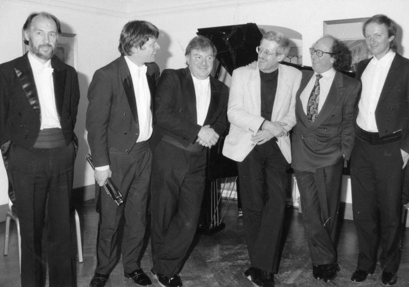 <p>Günter Buhles mit Lindsay Quartet und Michel Lethiec, 1995</p>
